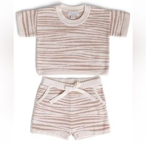NWT Barefoot Dreams Cozychic Ultra Lite baby toddler animal print shorts set